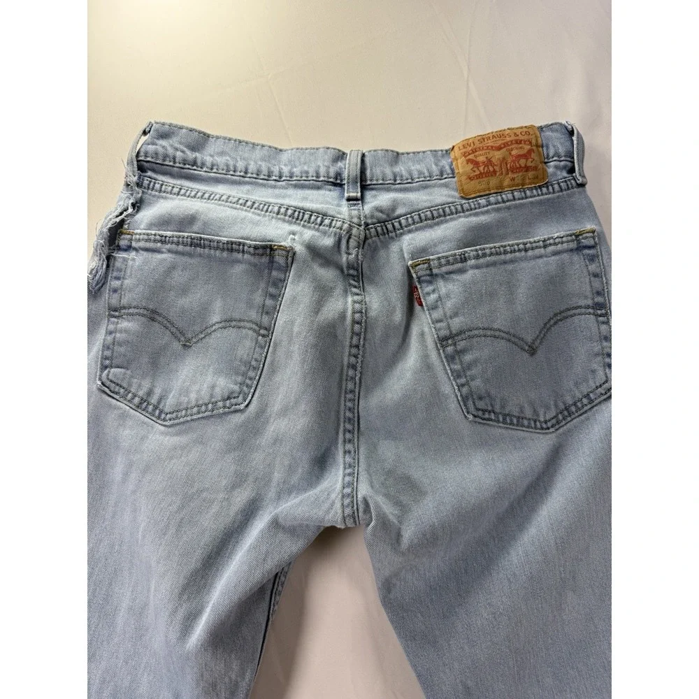 Levis 505 Men's Jeans 32x34 Blue Straight Leg Light Wash Denim‎ Work Distressed